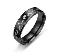 RVHAOODI Domineering Fashion Stainless Steel Ring Korean Version of the personality selling ECG ring Wholesale heartbeat ring Jewelry