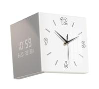 RVHAOODI Double Sided Corner Clock Ornament Indoor Versatile Display Wall Mounted Wall Clock with Light for Classroom Kitchen Patio, White