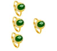 RVHAOODI Emerald Ring Women Stylish Finger Prom Ladies Jewelry Rings for Inlaid Wedding Lady Natural Gemstone Decoration The Ring Anniversary Ring Engagement Rings Thumb Rings Jade