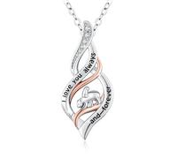 RVHAOODI en argent sterling 925 avec pendentif en fme d'ours polaire pour mère et enfant avec gravure « I Love You Always Fever », d'extension de 46 + 5,1 cm pour maman, grand-mère, femme et