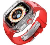 RVHAOODI Ensemble de boîtiers de montre transparents de luxe + bracelet de montre en silicone, pour Ultra 8 49 mm, 45 mm, 44 mm, kit de conversion de bracelets à fermoir en métal, pour iWatch