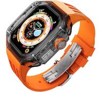 RVHAOODI Ensemble de boîtiers de montre transparents de luxe + bracelet de montre en silicone, pour Ultra 8 49 mm, 45 mm, 44 mm, kit de conversion de bracelets à fermoir en métal, pour iWatch