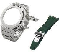 RVHAOODI Ensemble de combinaison de bracelet de montre en métal + bracelet de montre en caoutchouc fluorescent, pour GA2100 GA2110 GAB2100 GM2100 GM2100 Mod Kit pour montre complète