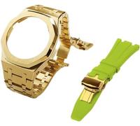RVHAOODI Ensemble de combinaison de bracelet de montre en métal + bracelet de montre en caoutchouc fluorescent, pour GA2100 GA2110 GAB2100 GM2100 GM2100 Mod Kit pour montre complète