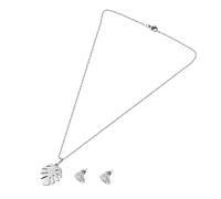 RVHAOODI Ensemble D'eille De Collier De Feuilles De Palmier Pendentif Inoxydable Plage Dame Résistant Collier Femme Bijoux Femme Collier Feuille De Palmier