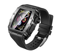 RVHAOODI Étui de montre en métal de luxe, pour bracelet Series 8 41 mm 45 mm, kit de modification de bracelet de ceinture en caoutchouc, pour iWatch 8 7 6 5 4 SE 40 mm 44 mm