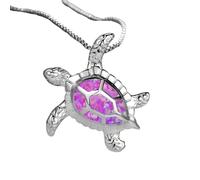 RVHAOODI Exquisite Sea Turtle Necklfor Women, Hallway White Purple Blue Purple Opal - Classic Hawaiian Turtle Necklace, Turtle, Sea Turtle Necklfor Holidays