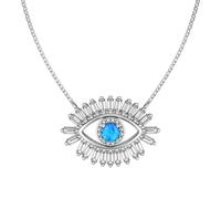RVHAOODI Eye Silver Blue Eyes Greek Protection with Opal Charm Jewelry Gifts for Men Women