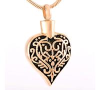 RVHAOODI Flower Heart Cremation Necklaces For Ashes - Free Engraving Stainless Steel Memorial Urn Jewelry - Keepsake Pendant