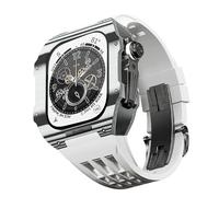 RVHAOODI For Band 8 7 6 5 4 SE 44/45mm Series, Luxury Watch Band Modification Kit, Carbon Fiber Case fluororubber Strap, Suitable for IWatch DIY Upgrade