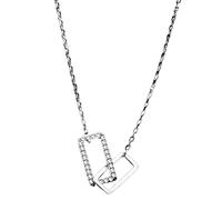 RVHAOODI for Women, Personality Simple Square Zirconia/Silver Necklace, Silver Gifts, Elegant Clavicle Chain Jewelry 2 PCS