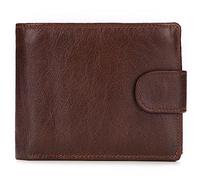 RVHAOODI Genuine Leather Minimalist Wallet for Men RFID Blocking Vintage Slim Trifold Front Pocket Purse Big Capacity Credit Card Travel Wallet with Card Holder & Money Clip and ID Window