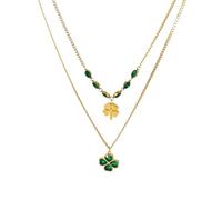 RVHAOODI Green leaves necklace for women and girls, green leaf shape four-leaf clover clover green crystal leaves plant leaf clover necklace