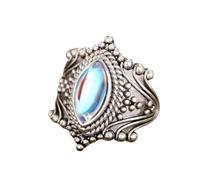 RVHAOODI Jewellery Men Imitation Opal For Ethnic Wide Band Vintage 6 H283