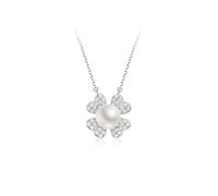 RVHAOODI jewelry/necklaces s925 freshwater pearl pendant chain 5-6mm white steamed bun-shaped sweet flower necklace gift female jewelry women's pendants
