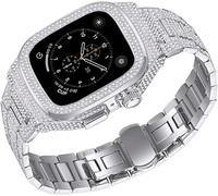 RVHAOODI Kit de bracelet de montre en métal diamant pour 8 7 6 5 4 SE Series 44 mm 45 mm, accessoires de rechange avec outil