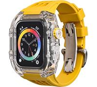 RVHAOODI Kit de modification de bracelet de montre, pour Ultra 49 mm, boîtier de montre entièrement transparent avec bracelet en caoutchouc fluoroine Rm Mod, pour iWatch SE 8 7 6 5 4 mm 45 mm