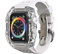 RVHAOODI Kit de modification de bracelet de montre, pour Ultra 49 mm, boîtier de montre entièrement transparent avec bracelet en caoutchouc fluoroine Rm Mod, pour iWatch SE 8 7 6 5 4 mm 45 mm