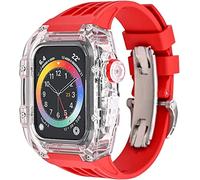 RVHAOODI Kit de modification de bracelet de montre, pour Ultra 49 mm, boîtier de montre entièrement transparent avec bracelet en caoutchouc fluoroine Rm Mod, pour iWatch SE 8 7 6 5 4 mm 45 mm