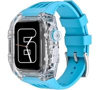 RVHAOODI Kit de modification de bracelet de montre, pour Ultra 49 mm, boîtier de montre entièrement transparent avec bracelet en caoutchouc fluoroine Rm Mod, pour iWatch SE 8 7 6 5 4 mm 45 mm