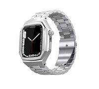 RVHAOODI Kit de rénovation de boîtier de montre en métal, bracelet en caoutchouc, pour 45 mm, 44 mm, 41 mm, 40 mm, 8, 7, 6, 5, 4, SE, Series de rechange pour montre de la série SE