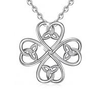 RVHAOODI knot pendant flower trinity knot necklace good luck lady jewelry wedding gifts