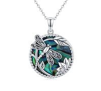 RVHAOODI libellule en argent sterling 925 avec pendentif en fme de libellule en coquille d'meau - Cadeau de vacances d'été pour femmes et filles, Argent sterling