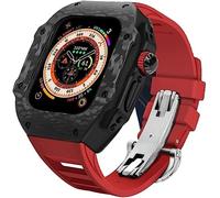 RVHAOODI Luxury Carbon Fiber Watch Case And Fluorine Watch Band,For Ultra 49mm Series,Rm Style Mod Kit Fluororubber Watch Strap Cover,For Iwatch Series 8 Ultra
