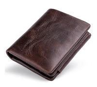 RVHAOODI Men's Trifold Durable Wallets, Large Capacity Genuine Leather Wallet for Men RFID Blocking Slim Front Pocket Card Holder Minimalist Mini Purse Credit Card Holder,Coffee