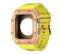RVHAOODI Metal Case Silicone Band For Series 8 7 45mm DIY Modification Mod Kit For iWatch 6 5 4 SE 44MM Rubber Strap