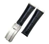 RVHAOODI Metal End Genuine Leather Watchbands,For Daytona SUB Submariner GMT Master Yacht 20mm Watch Strap Green Blue Black Band 17.5-18.5cm Wrist