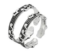 RVHAOODI Music Note Open Ring Jewelry 2pcs Ring Set Women's and Men's Fashionable