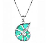 RVHAOODI Mystic Fire Opal Necklace Female Silver Green/Purple/White/Blue Opal Conch Pendants For Women Rainbow Choker