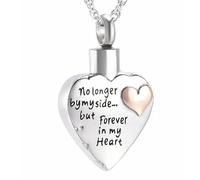 RVHAOODI Necklace Pendant, Engraving No Longer by My Side but forever in my heart Cremation Jewelry for Ashes Memorial Urn Keepsakes