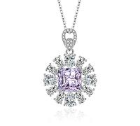 RVHAOODI Necklace Plated Women Necklaces Flower with Square Cubic Zirconia Pendant Necklaces