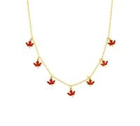 RVHAOODI Necklaces Pendant Maple Leaf Pendant Collar Necklace Long Chain Red Enamel Ladies Exquisite Jewelry Long Necklaces Handmade