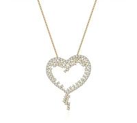 RVHAOODI NecklLove Shape Inlaid Crystal Elegant Classic Hanging NecklTemperament NecklHandmade (Metal Color : Rose)