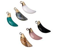 RVHAOODI New 2025 2Pcs Fashion Natural Labradorite Quartz Stone Pendant Moon Shape Pendants Charm Women Necklaces Earring Jewelry Making 10 * 27 Mm Jewelry Fashion Accessories Creative Gift