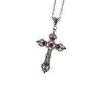 RVHAOODI New 2025 Personalized Creative Trend Gothic Large Cross Pendant Red Crystal Prayer Amulet Fashion Pendantaccessories Decoration Jewelry Commemorative Accessories Trendy Best For Gift