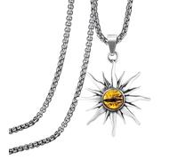 RVHAOODI New 2025 Sunflower Yellow Devil's Eye Pendant Men's Fashion Gothic Punk Trend Charm Decoration Jewelry Commemorative With You Accessories Trendy Creative Best For Gift