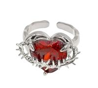 RVHAOODI New 2025 Zirconia Red Heart Adjustable For Personalized Red Open Vintage Gothic Hers Party Gift With For You Fashion Accessories Creative Gift