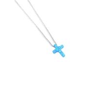RVHAOODI New n Cross Opal Genuine 925 SterlingBlue Stone Cross Charm Opal Rosary