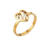 RVHAOODI New stainless steel coconut tree leaf open ring ins cold wind simple female Korean version of geometric star lightning