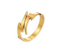 RVHAOODI New stainless steel coconut tree leaf open ring ins cold wind simple female Korean version of geometric star lightning