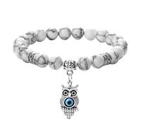 RVHAOODI New Unisex Stainles Stell 6 8Mm Beads Bracelets Charm Owl Pendant Classic Tiger Eye Stone Agate Quartz Malachite Yoga Jewelry Fashion Trendy Accessories Creative Gift For Women And Men