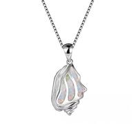 RVHAOODI ocean conch white blue fire opal stone pendant for women jewelry chain necklace gift Made in China