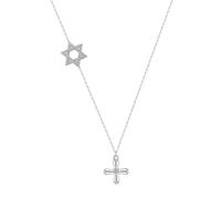 RVHAOODI of Star for Men Women Jesus Silver Jewish Hexagon with Cross Religious Jewelry