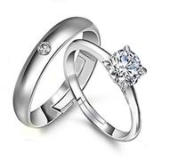 RVHAOODI Pair price wedding rings engagement rings friendship rings silver ring with zirconia ring couple wedding rings partner rings fashion simple glitter band ring opening ring adjustable