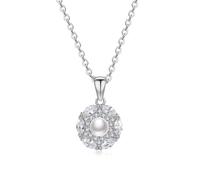 RVHAOODI Pearl & Crystal Pendant Necklace with Moissanite,Dainty Freshwater White Pearl Adjustable Chain Necklace,Timeless Jewelry for Women