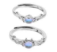 RVHAOODI Pearl The Scoops Black Kit Moon Stone Women Couples Wing Snake Opal Ring